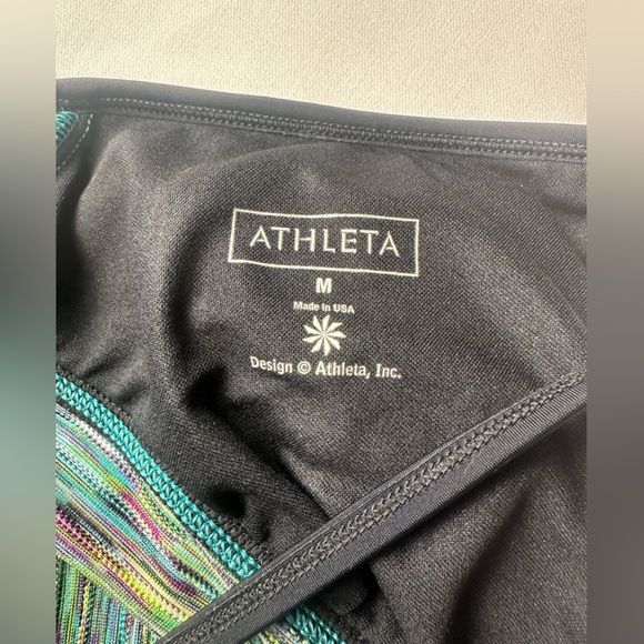 Athleta colorful adjustable strap v neck swim tankini. Size M - Picture 3 of 5